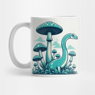 Cute simple Dinosaur Brontosaurus in Mushroom Garden Mug